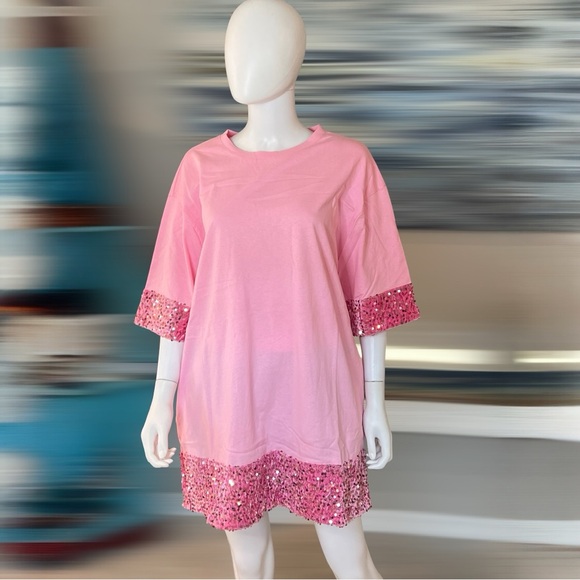 FANTASTIC FAWN oversized pink tunic dress S M L - Picture 4 of 9